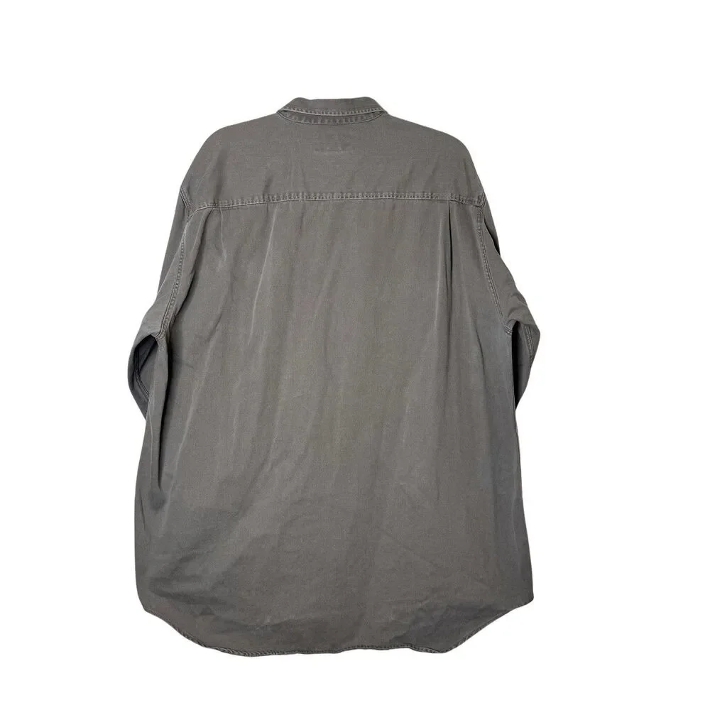 VTG Abercrombie & Fitch‎ Men's XL Gray Canvas Button Down Thick Gorpcore Y2K - Picture 7 of 8